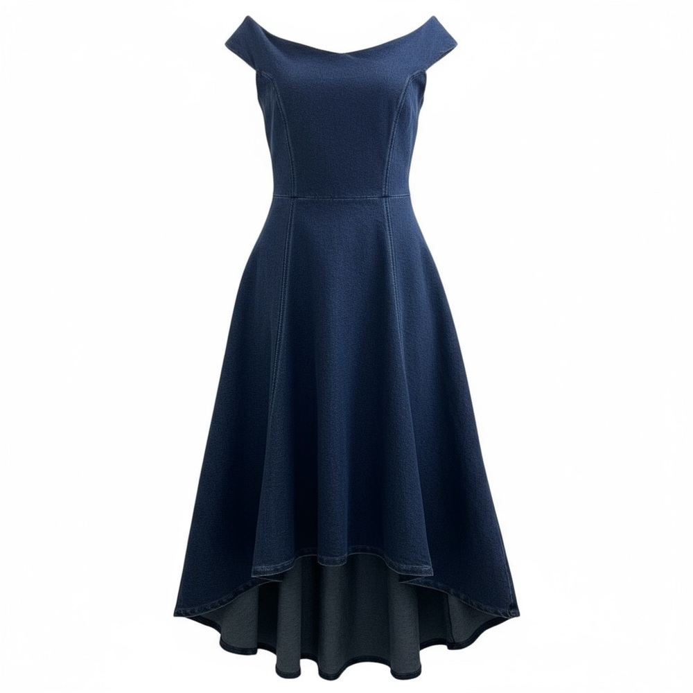 Miss sixty stretch denim midi dress pockets size L